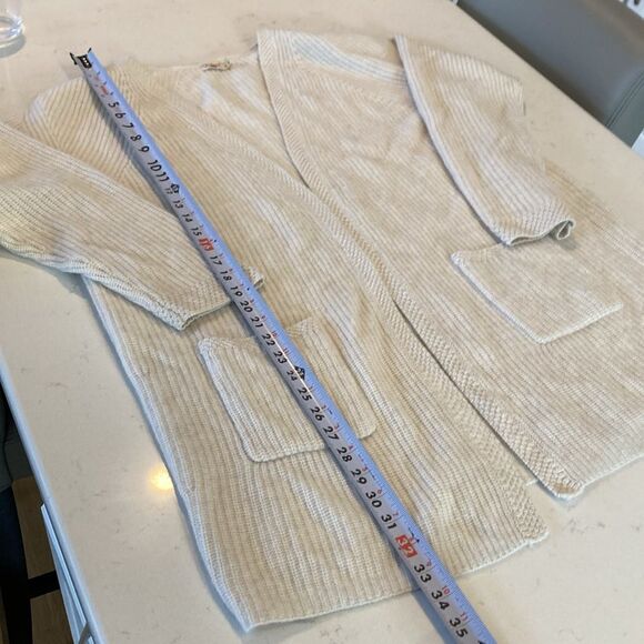 Faherty 100% Cashmere Cloud Cardigan Sweater Cream Ivory Super Soft Pockets XL - Picture 7 of 8